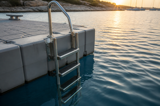 4-step stainless boarding ladder for swim platform pontoon