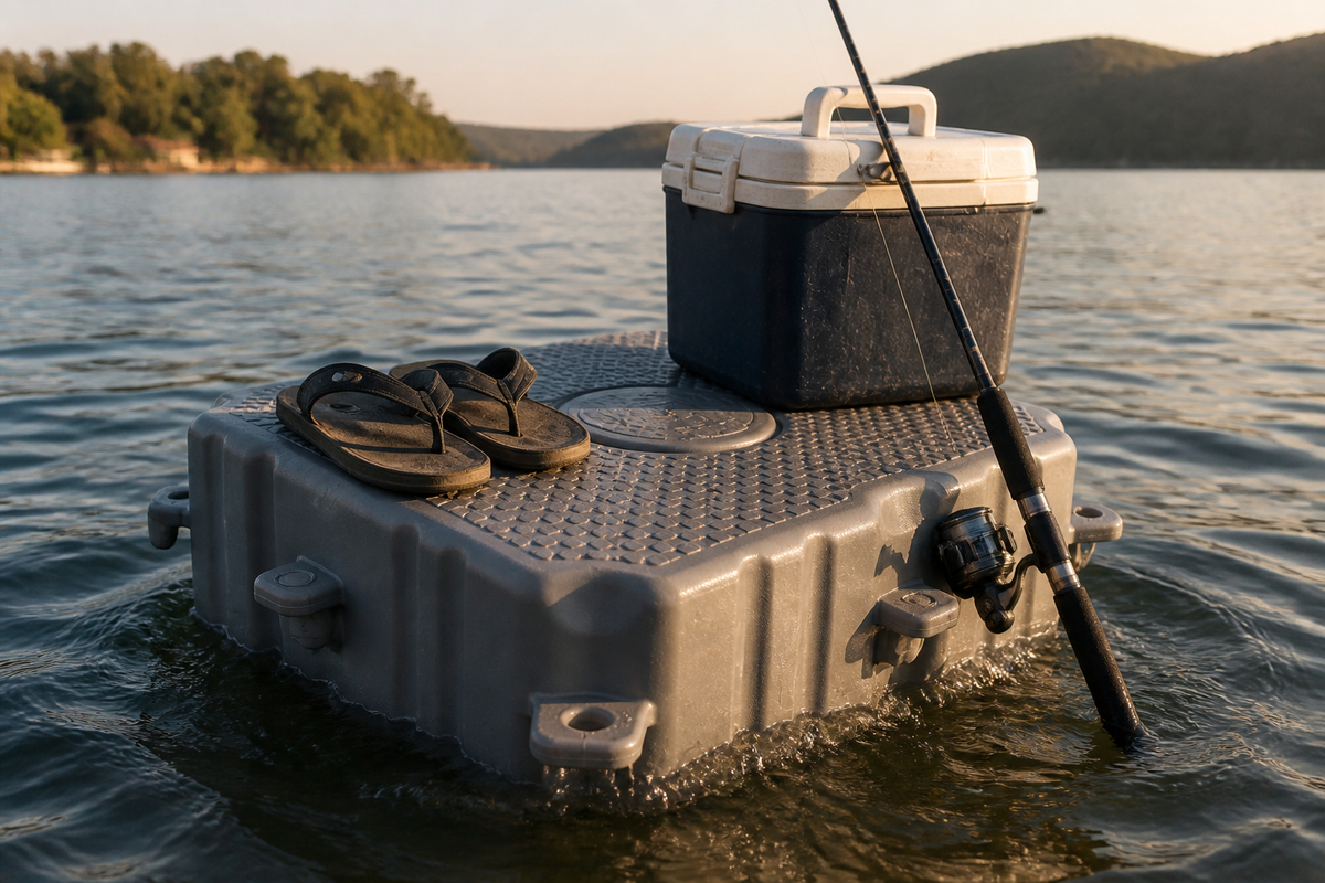 Grey HDPE modular floating dock cube 500x500x400 mm
