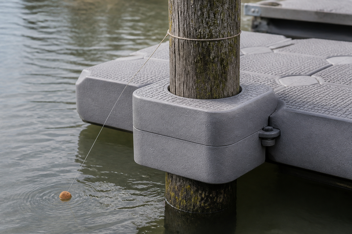 HDPE pile guide cube for floating pontoon piling